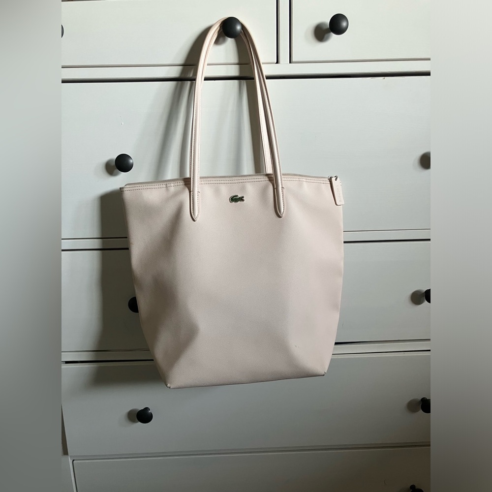 Lacoste Vertical Zip Tote Bag Light Blush Pink